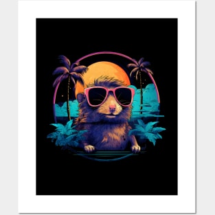 Retro Wave Gerbil Good Vibes Posters and Art